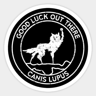 Fantastic Mr Fox - Wolf - Canis Lupus - Circle - Weathered Sticker
